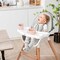 Costway Baby High Chair Wooden Feeding Chair with 4-Gear Tray & Removable Cushion Beige/Grey